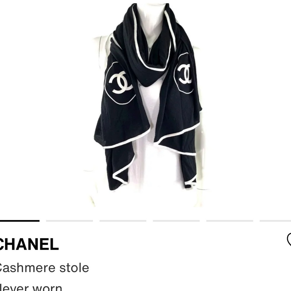 CHANEL Black and White Scarf